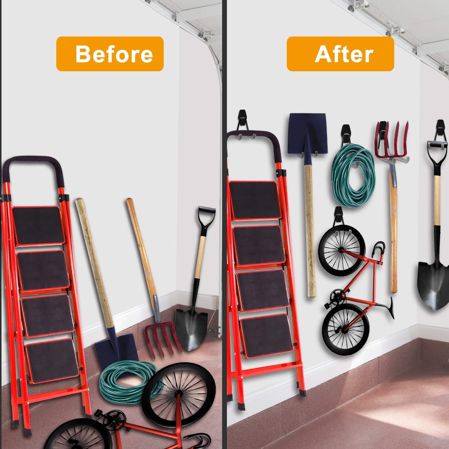 Garage Hooks, Inteli-topia Steel Garage Storage Hooks Utility Double Heavy Duty for Organizing Power Tools, Ladders, Bikes, Bulk Items, Pack of 10 - - 