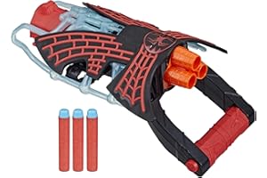 Marvel Spider-Man: Across The Spider-Verse Miles Morales Tri-Shot NERF Blaster, with 3 Darts, Spider-Man Toys, Super Hero Toys for 5 Year Old Boys and Girls and Up