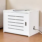 Tristcily WiFi Router Storage Cabinet, WiFi Box Hider with Cable Management | Floor Standing Router Box Hider with Ventilation Holes Organizer for Home Office Hotel-White