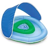 Hopscotch Lane Sunshade Baby Float - UPF 30+ Canopy with Seat - 6-18 Months | PVC, Inflatable Design, 36 x 31 x 21.5 in, Secure Seat, Soft Backrest, Folds Flat, 1.45 lb, Model 470800