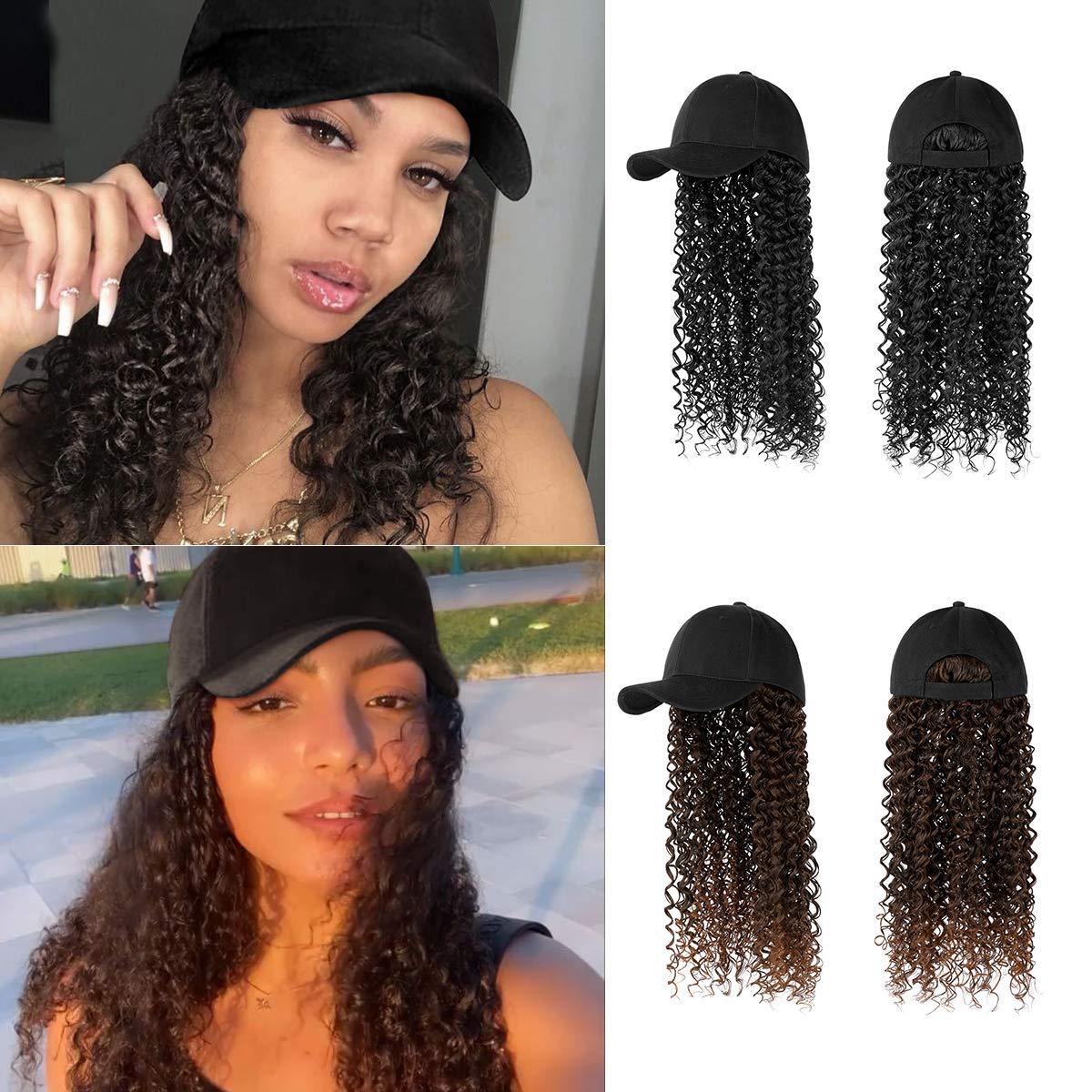 AynnQueen Baseball Cap with Hair Extensions for Women