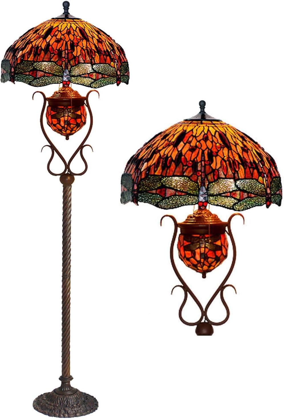 Tiffany Style Dragonfly Floor Lamp, Stained Glass Standing Light
