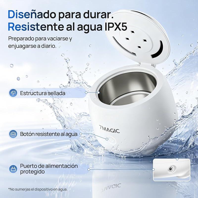 Limpiador ultrasonidos para férula dental, 48 kHz, UV-C, Blanco