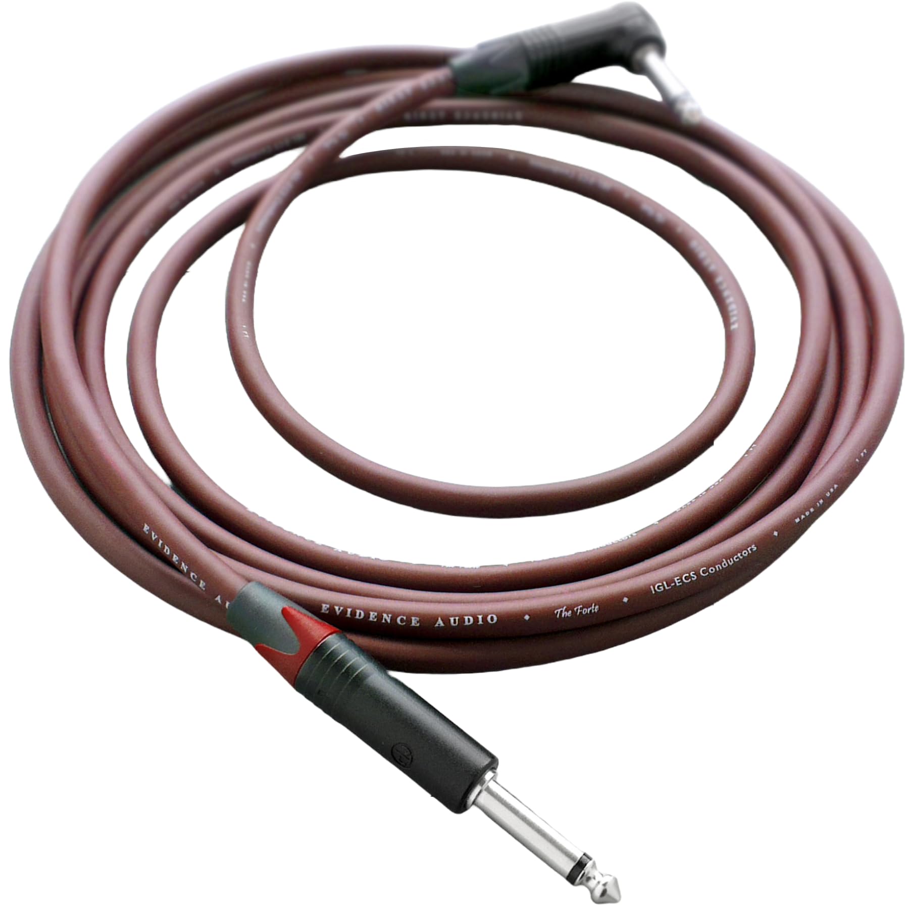 Evidence Audio 10ft/3.0m Forte Cable with Right to Straight 1/4 inch Phone Plugs