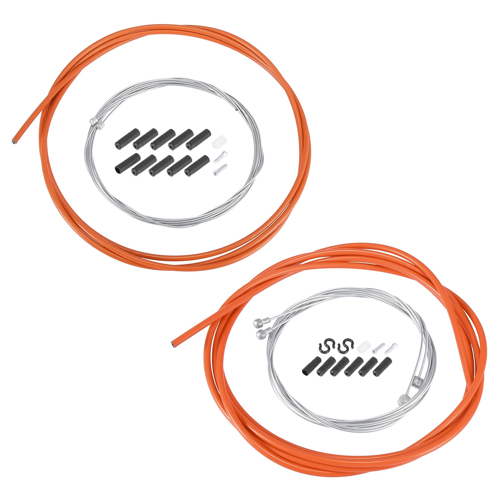X AUTOHAUX Bike Shifter Derailleur Cable and Brake Cable Housing Kit Orange