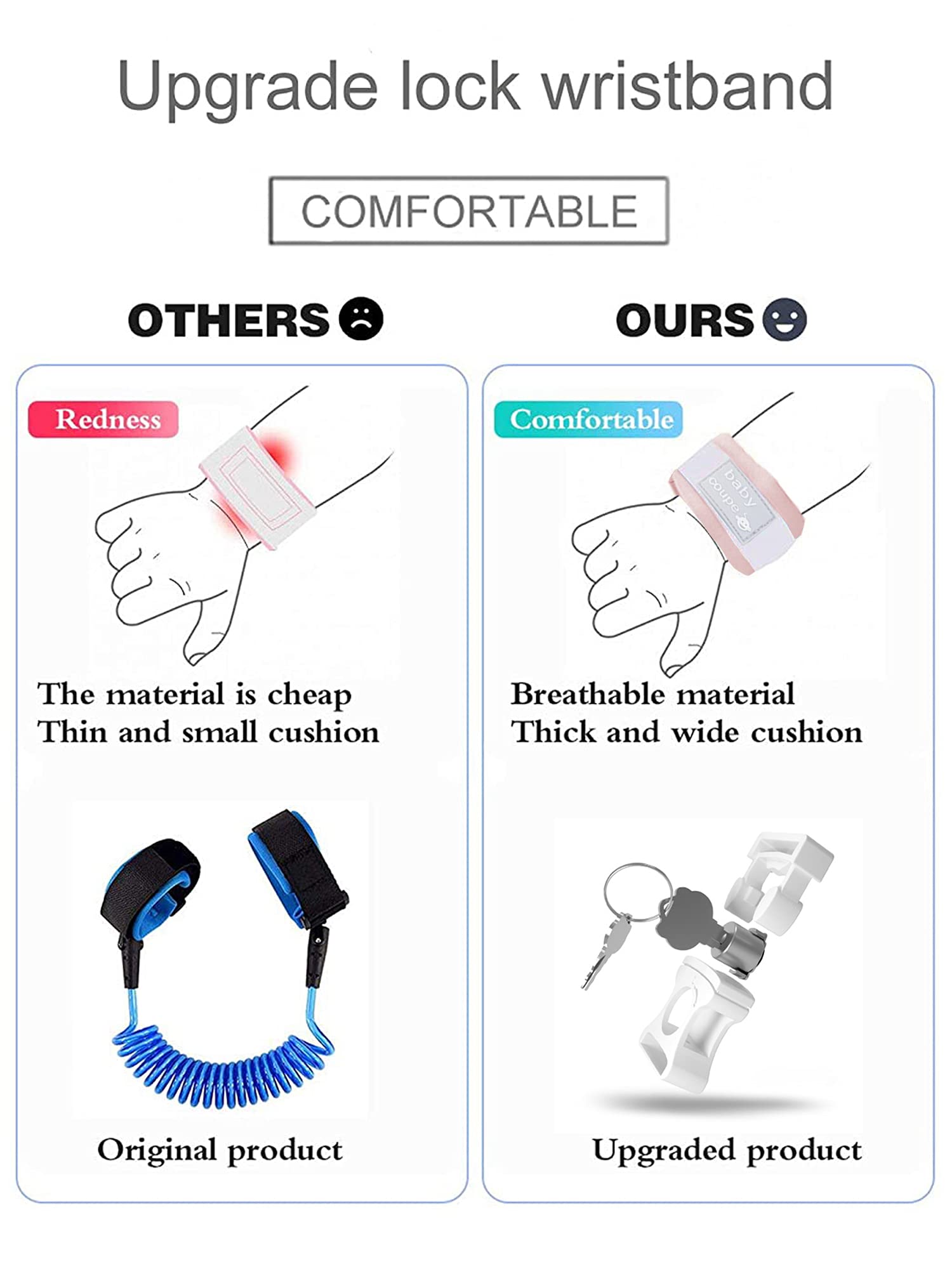 Toddler Harness Walking Leash- Child Anti Lost Wrist Link - Child Safety Harness - Upgrade with Reflective(6.5ft) - for Boys and Girls to Disneyland, Zoo or Mall. (Pink)