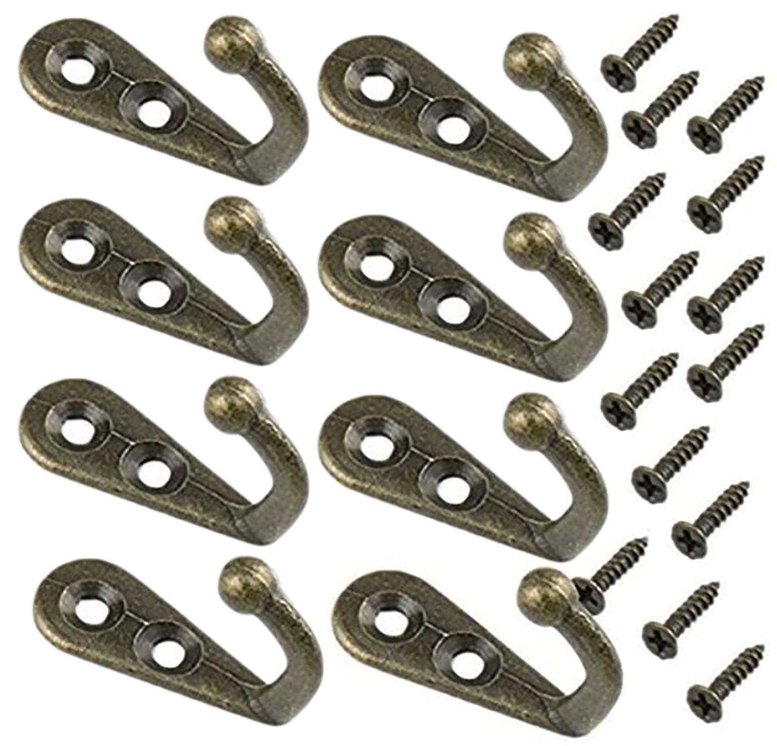 Yansanido 1.18-Inch-by-0.84-Inch Bronze Tone Vintage Style Rustic Wall Mounted Double Hole Single Hook Hangers with 96 Screws, 48 Pieces
