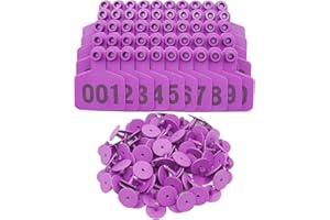 KHEARPSL Cattle Cow Ear Tags Numbered Livestock Identifcation Ear Tags for Cattle Cow Horse Pig Goat Sheep Farm Animal (001-100, Purple)