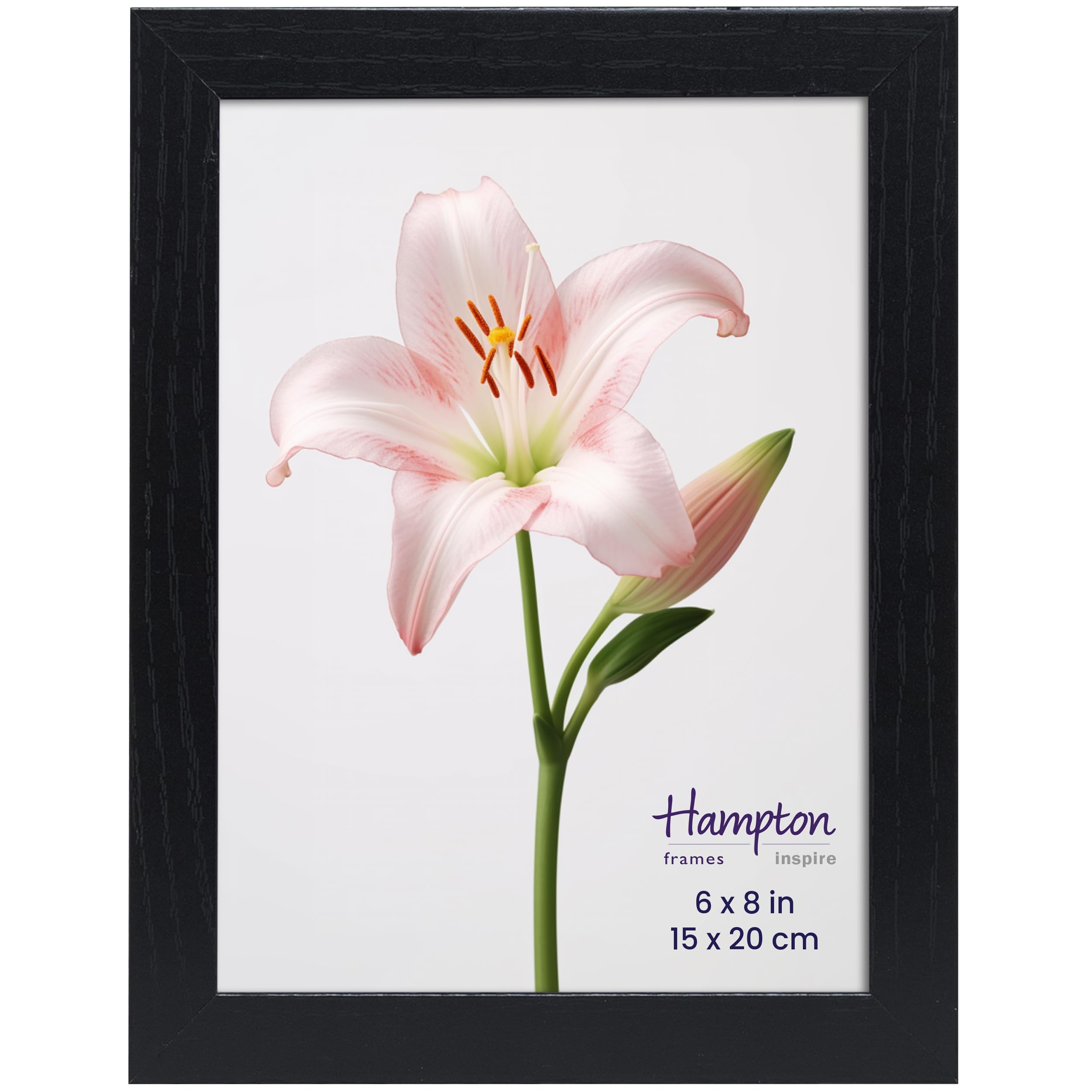 inspire by Hampton Frames | CAMBRIDGE Photo Frame, 6x8 Inch (15x20cm), Black, MDF, Acrylic Front | Freestanding or Wall Mount | Modern Home Décor, Easy Display, Durable Design