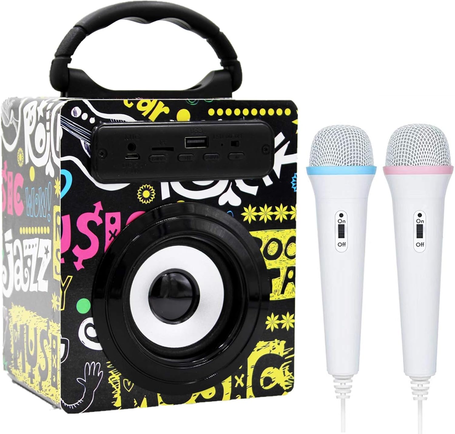 IndeCool Kids Mini Karaoke Machine with 2 Microphones (Black) Amazon