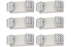 Spectsun Lighting 6 Packs Led Emergency Lights for Business, with Battery Backup,Hard Wired, UL 924 Certified,AC 120/277V,Two Head Adjustable LED Emergency Lighting.