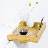 Navaris Clip-on Bedside Shelf Bamboo Bed Frame Table 38x26x11cm view 2