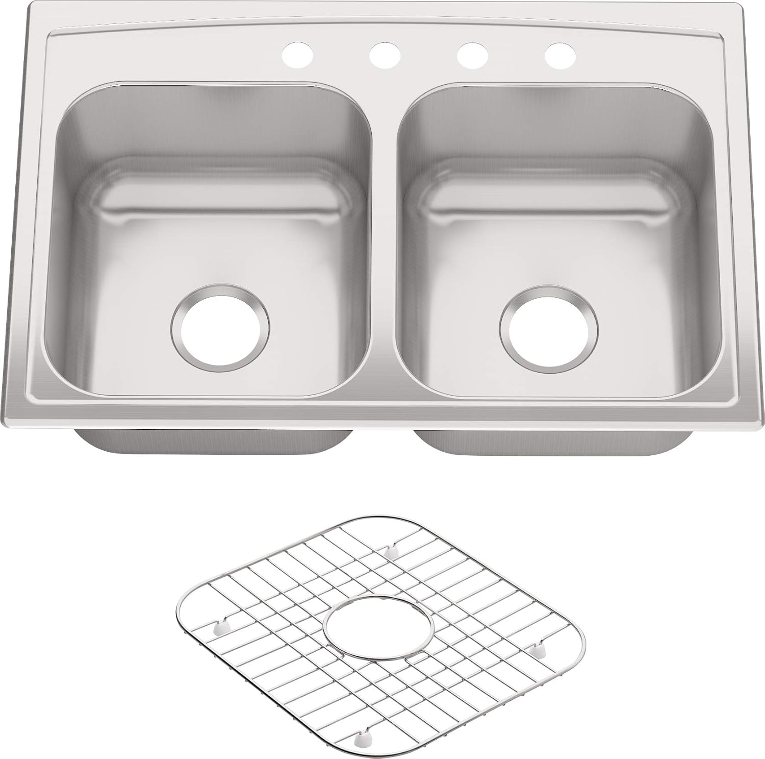 Kohler Toccata Drop In Stainless Steel 33 In 4 Hole Double Bowl