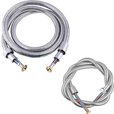 2PCS Duschschlauch 2m Liuer Brauseschlauch Extra Lang Edelstahl Brauseschläuche Anti-Knick Flexibler Duschkopf Schlauch mit M