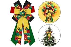 HEUREPPY 1 PCS Large Black History Month Wreath Bow June 19th 1865 Freedom Day Burlap Bow for Wreaths, Africa American Independence Day Tree Topper Bow for Juneteenth Home Indoor Outdoor Decoration Supplies