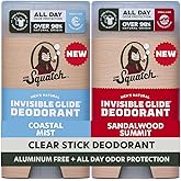 Dr. Squatch Invisible Glide Natural Men’s Deodorant – Smooth Glide, No Stains – Aluminum Free Deodorant Men – Safe for Sensitive Skin – Coastal Mist + Sandalwood Summit, 2.65oz (2-Pack)