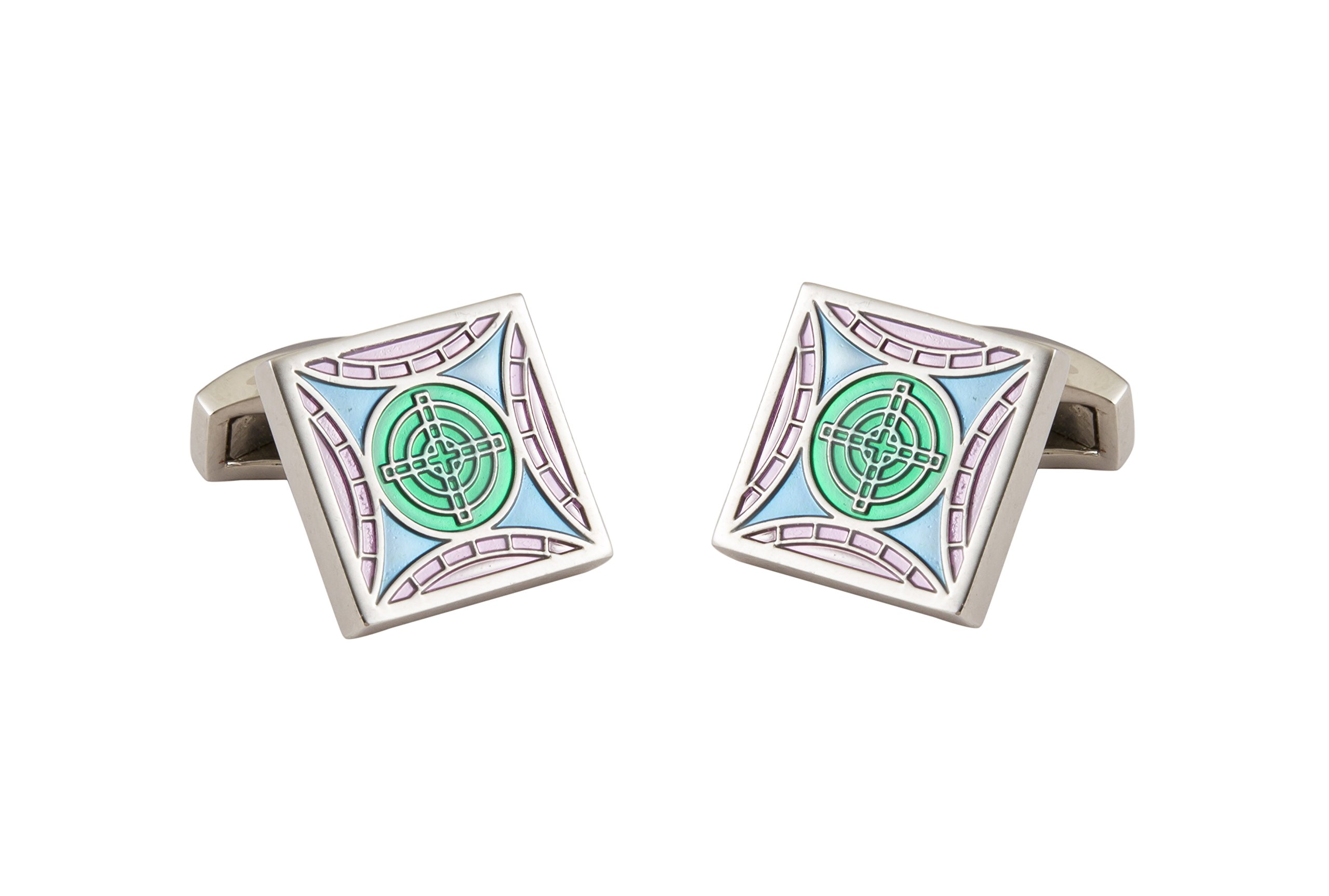 Knighthood Pink Blue and Green Aim Detailing Focus Cufflinks for Men