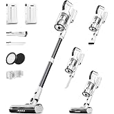 Klarpul Cordless Vacuum Cleaner, 2 Batteries 140 Mins Runtime 600W 50Kpa Stick Vacuum Cordless, Self-Standing Vacuum Cleaners for Home with 2.5H Fast Charging, for Floor/Carpet/Pet Hair, White