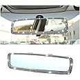 Car Bling Rearview Mirror, Rhinestones Crystal Diamonds Rear View Mirrors with HD Glass, Universal Clip-on Rear View Mirrors for Cars, Vehicles, SUVs, Car Accessories for Women Girls (Black)