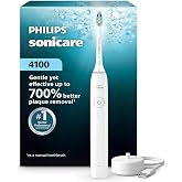 Philips Sonicare 4100 Rechargeable Electric Toothbrush, 1 Brush Head, White | 700% More Plaque Removal, 3 Brush Settings, 14-Day Battery, 2-Minute Guided Timer, Wall Adaptor Not Included, HX4031/71