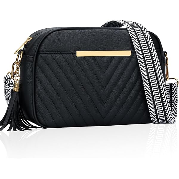 KKXIU Quilted Double Compartment Multiple Pocket Crossbody
