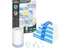 PERMAROMA Vacuum Bags for Travel with Portable Electric Pump, 8 Pack Vacuum Seal Bags for Luggage and Suitcase Compression, Space Saver Vacuum Storage Bags for Clothes and Clothing Travel