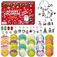 24 Piece Christmas Bath Bombs for Kids, Advent Calendar 2024 Kids Bath Bombs, 24 Days of Surprise Bath Bombs for Kids with Christmas Themed Jewelrys Inside