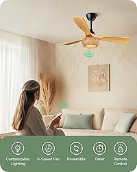 EDISHINE 52“ Boho Chic Ceiling Fans with