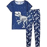 MyFav Boy Pajamas Set Halloween Kids Sleepwear Glow in the Dark Cute Short Sleeve Long Pants Night Clothes