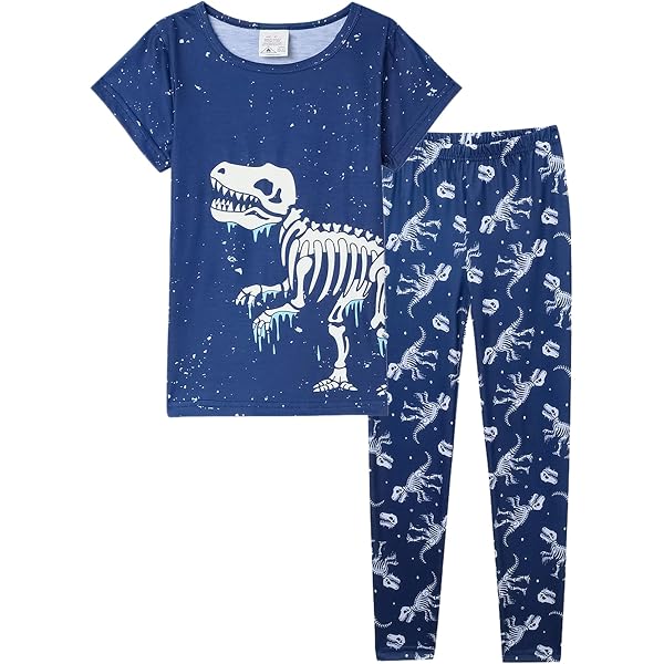 Umeyda Boys' 2-Piece 100% Cotton Pajama Set - Short Sleeve Button-Up Top & Pants, Comfy Sleepwear For Ages 4-12