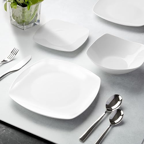 Zulay Kitchen Luna Plates and Bowls Sets, 16 Piece Modern