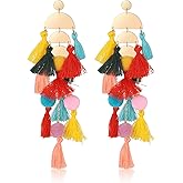 Boho Colorful Tassel Long Earrings Dangling for Women