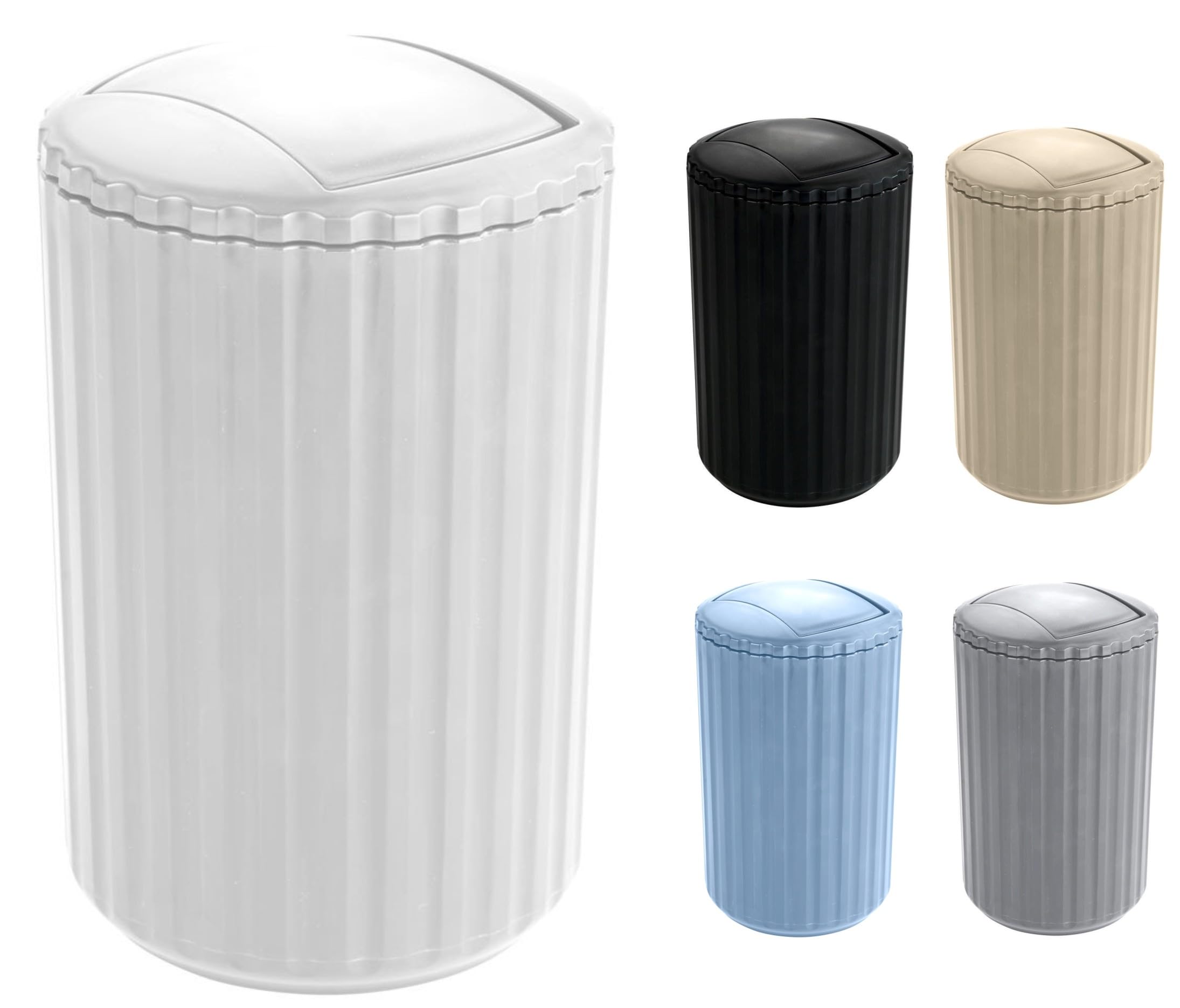 WK Alstar 3Ltr Compact Bathroom Bin/Small Swing Bin (White)