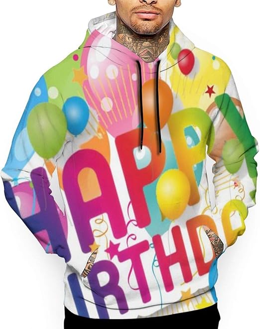 Happy Birthday Hoodie,Long Sleeve Hooded Sweatshirt with Pockets