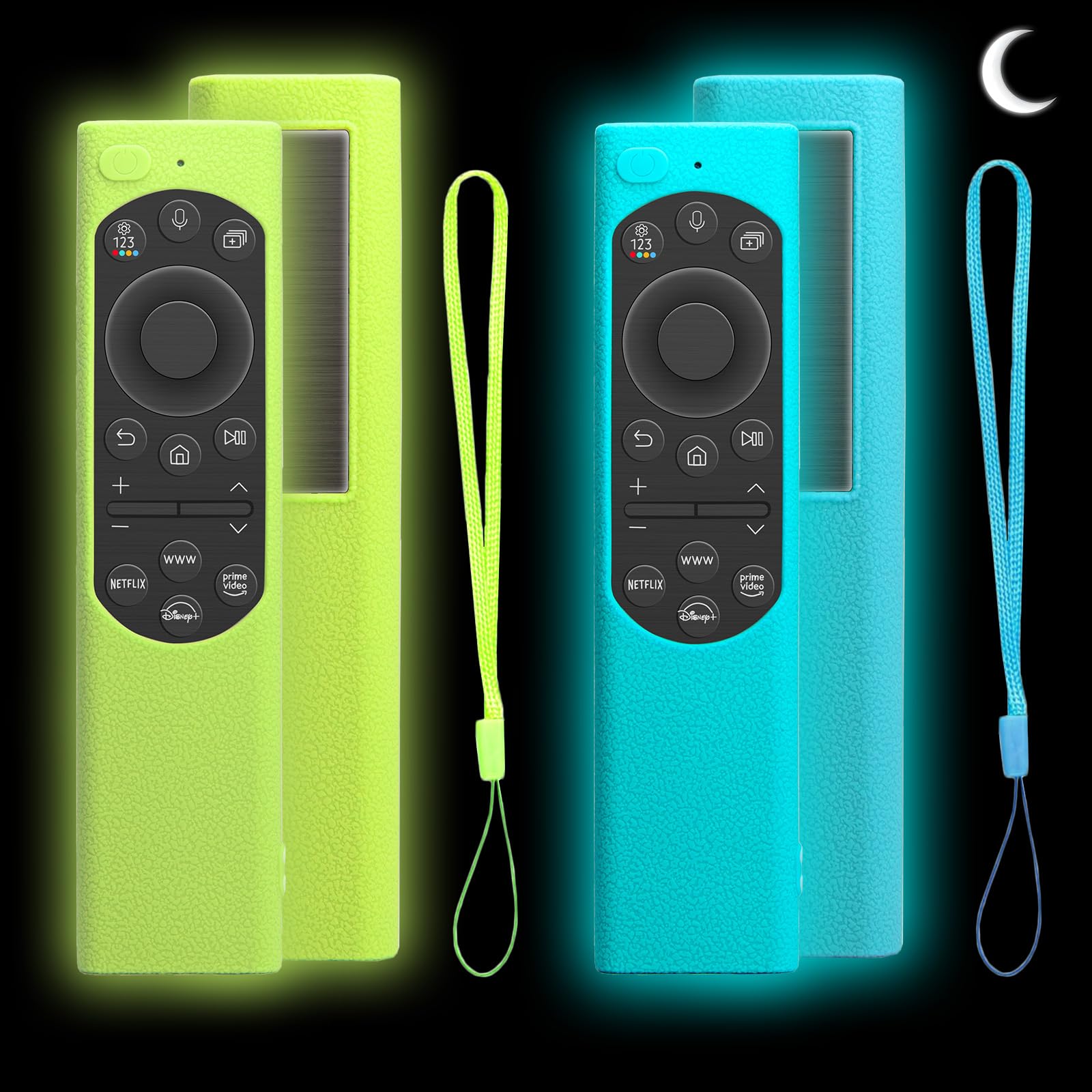 Photo 1 of 2 Pack Remote Cover for Samsung Smart TV, Silicone Protective Case for Samsung Solar Cell Remote 2021 2022 BN59-01357 BN59-01385 BN59-01265A Updated Remote Case Glow in Dark (Glow Green +Glow Blue)
