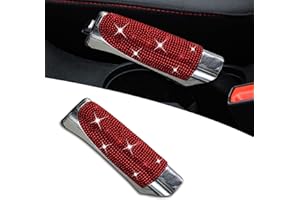 yonwait 1 PC Bling Car Handbrake Cover, Car Handbrake Shell with Diamond, Universal Hand Brake Protector, Pull Handle Cover Modification, Car Interior Styling Accessories (Red)