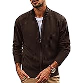 PJ PAUL JONES Mens Cardigan Sweater Full Zip Up Stand Collar Cardigans Long Sleeve Knitted Sweaters
