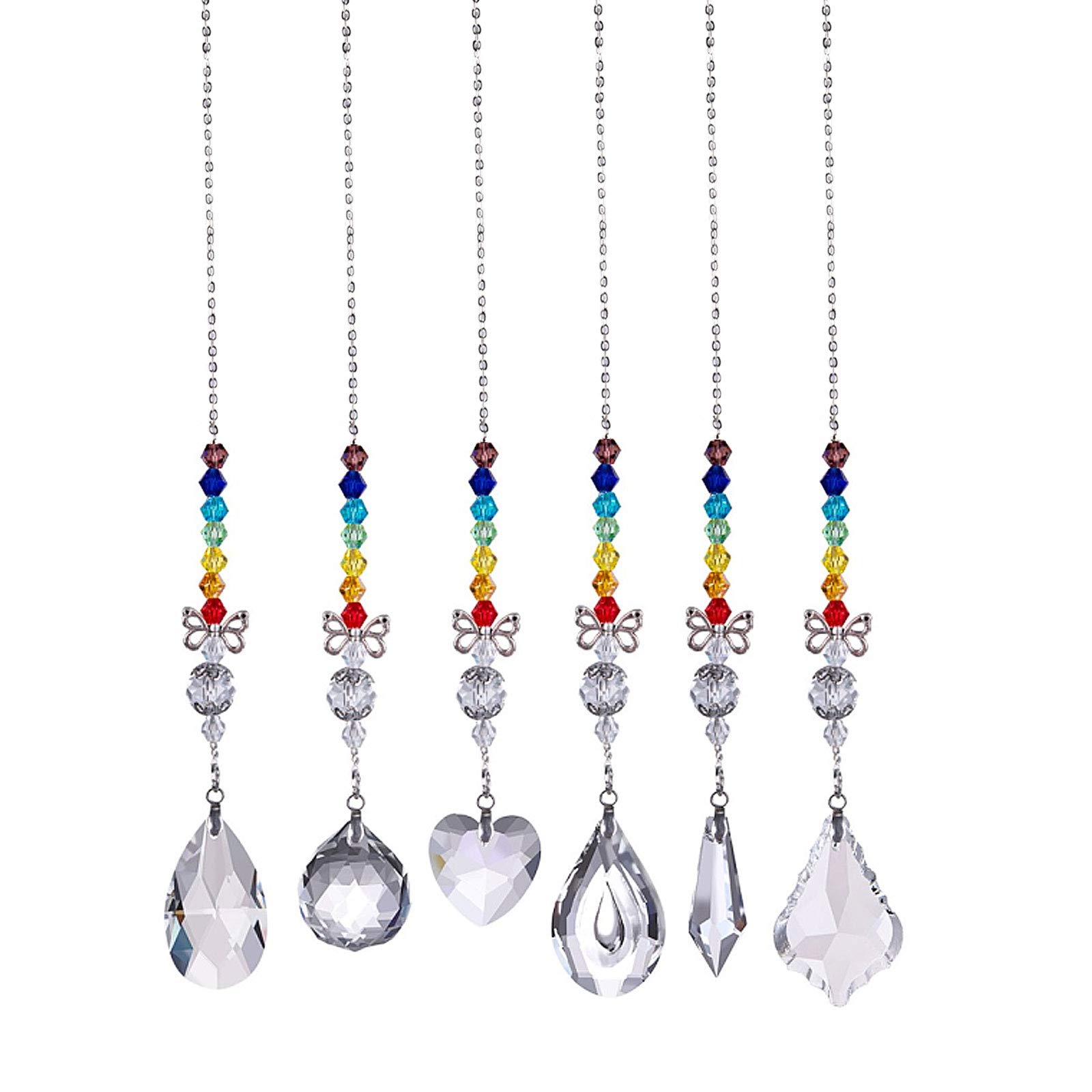 Firtink Sun Catchers for Windows, 6 PCS Crystal Suncatcher Glass Pendants Prism Hanging Ornament for Outdoor Garden Decorations Chimes Indoors Friendship Dream Rainbow Making