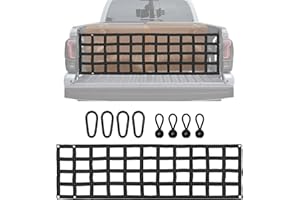 Cargo Net for Truck Bed, Black 58.86x17.32in Tailgate Net with Carabiner & Elastic Rope for Full Size Truck Car Cargo Trucks 