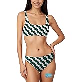 Beautikini Period Swimwear Two Piece Print Leakproof Bikini Swimsuit Low Waist Menstrual Bathing Suits for Teen Girls Women