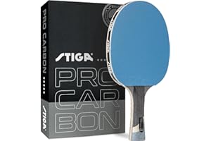 STIGA Pro Carbon Performance-Level Table Tennis Racket with Carbon Technology for Tournament Play - Red and Blue Colors