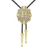 GelConnie Bolo Tie for Men Gold Western Ties Cowboy Necktie Womens Bolo Tie Leather Tie Bola Ties Initial Letter A to Z
