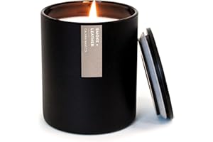 Calyan Wax Co. Soy Wax Candle, Smoke + Leather Scented Candle, 75 Hour Burn Time, Aromatherapy Soy Candles, Non Toxic & Vegan Soy Wax, Black Tumbler Scented Candles, 13oz