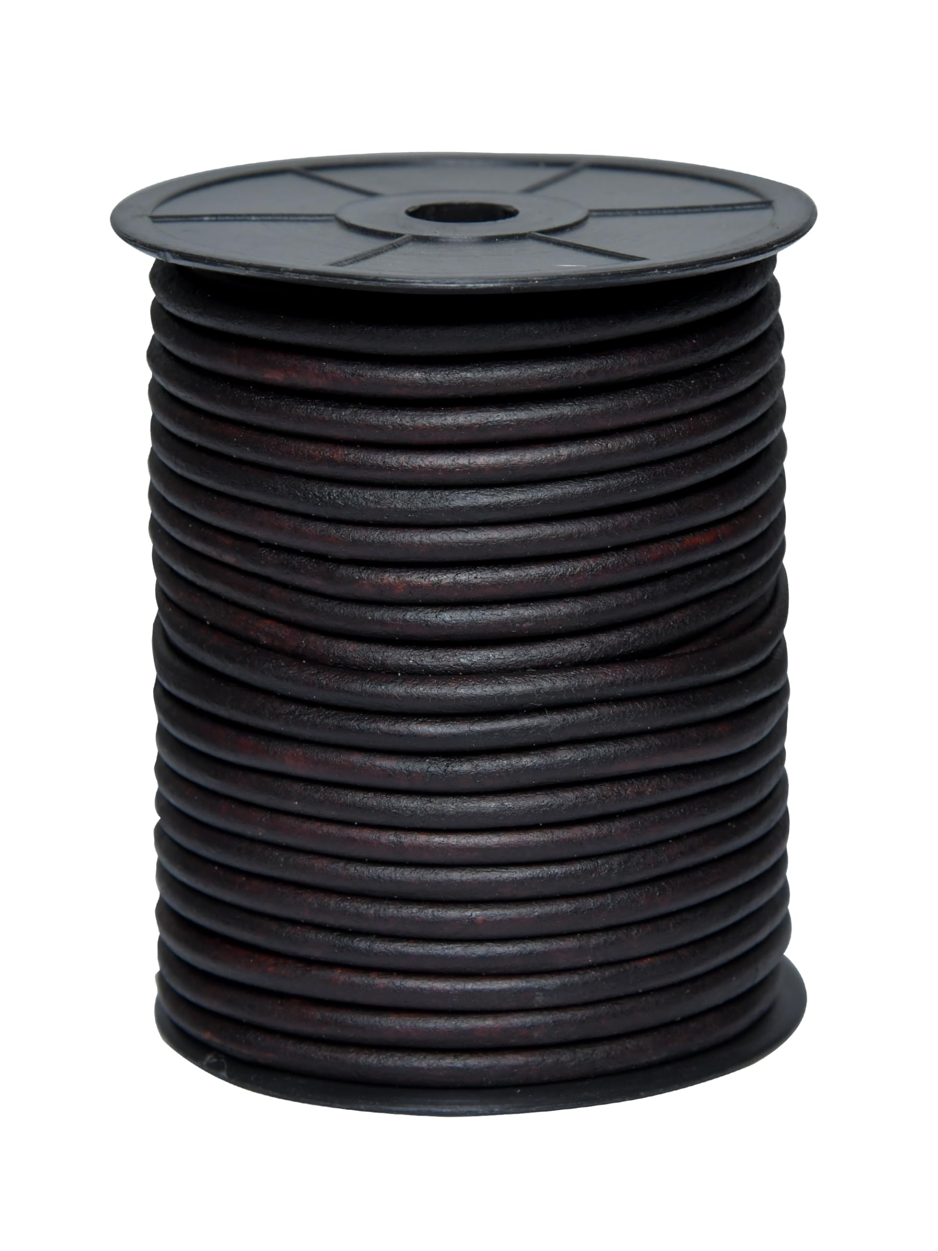 Cords Essentials Round Leather String Cord 5mm Distressed Dark Brown 5.5 Yards