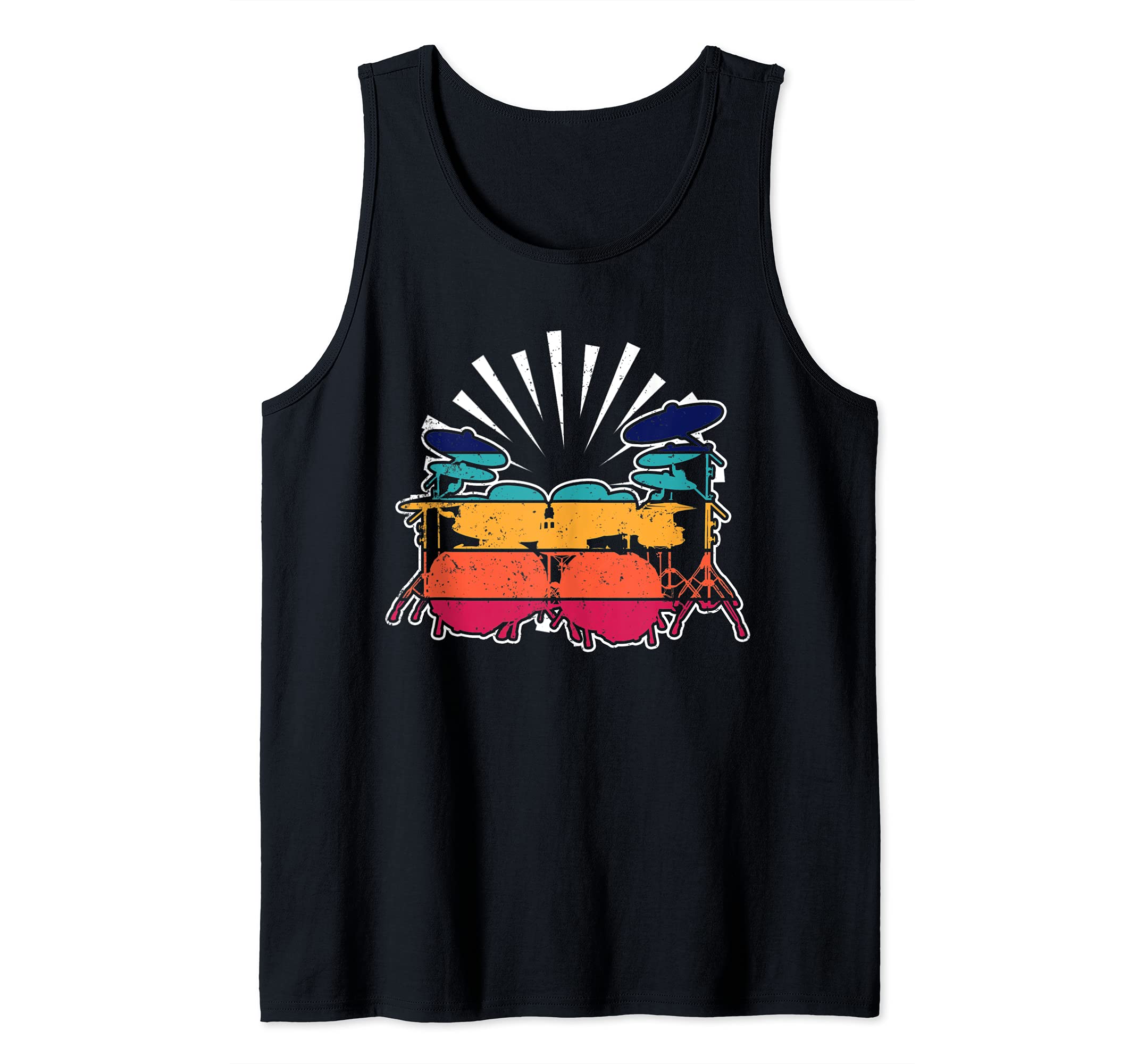 Retro Drums Player Music Drummer Percussion Musician Drums Tank Top