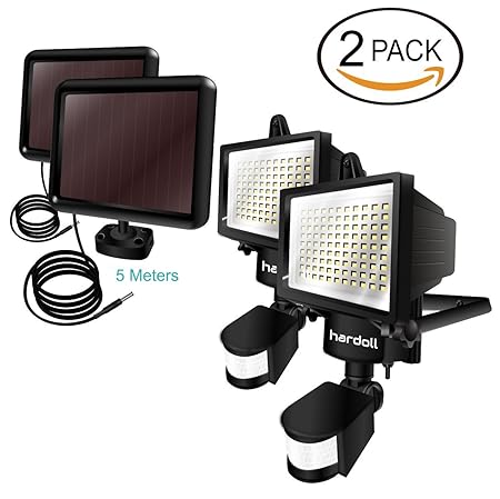 Hardoll Metal-Plastic Bright 90 LED Solar Powered Security Lights with 4400 mAh Battery - Pack of 2