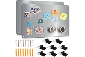 Bekith 2 Pack Stainless Steel Magnetic Board, 17.1" x 11.8" Magnet Bulletin Board to Display Magnetic Letters Numbers, Notes,
