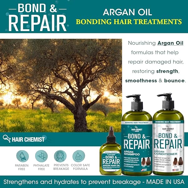 HAIR CHEMIST BOND & REPAIR ARGAN OIL – BONDING TREATMENT FOR DAMAGED HAIR, 7.1 OUNCES