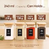 ComSaf 12 Glass Spice Jars 240ml with Bamboo Lids & Labels Airtight view 2