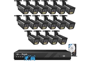 PANOOB 16 Channel Security Camera System 4K PoE, 16x 8MP IP Bullet Cameras Outdoor, 16CH NVR & 4TB HDD, Smart Color Night Vision, 2 Way Audio, AI Human Vehicle Detection, Remote Access, PB65B1616-8MD